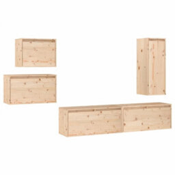 Berkfield Tv Cabinets 5 Pcs Solid Wood Pine - thumbnail 2