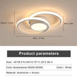 Pheashine White Round Led Ceiling Light Dimmable Modern Design 3000K-6000K - thumbnail 4