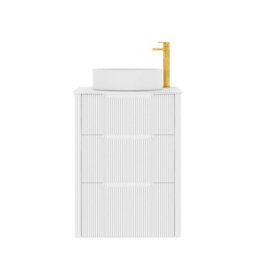 Royal Bathrooms Avenza 600mm Matt White Floor Standing Countertop Bathroom Vanity Unit 3 Drawer With Art Round Basin - thumbnail 6