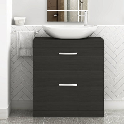 Royal Bathrooms Turin 600mm Freestanding Bathroom Vanity Unit With Sink 2 Drawer Hale Black & Cesar Countertop Basin - image 1