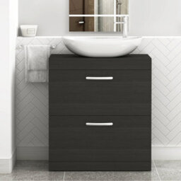 Royal Bathrooms Turin 600mm Freestanding Bathroom Vanity Unit With Sink 2 Drawer Hale Black & Cesar Countertop Basin - thumbnail 1