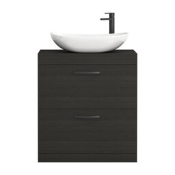 Royal Bathrooms Turin 600mm Freestanding Bathroom Vanity Unit With Sink 2 Drawer Hale Black & Cesar Countertop Basin - thumbnail 5
