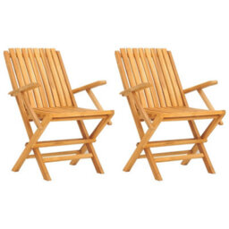 Berkfield Folding Garden Chairs 2 Pcs 61X67X90 Cm Solid Wood Teak - thumbnail 2
