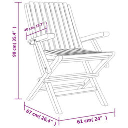 Berkfield Folding Garden Chairs 2 Pcs 61X67X90 Cm Solid Wood Teak - thumbnail 8