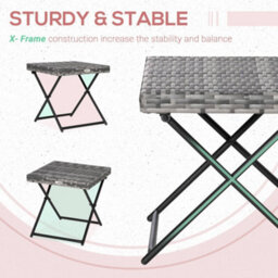 Wyld Haus Tasaso Faux Rattan Grey Square Folding Outdoor Side Table With Steel Frame - 40 X 40 X 40 Cm - thumbnail 6