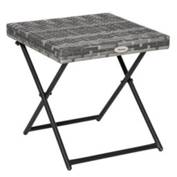 Wyld Haus Tasaso Faux Rattan Grey Square Folding Outdoor Side Table With Steel Frame - 40 X 40 X 40 Cm - thumbnail 2