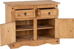 Seconique Corona 2 Door 2 Drawer Sideboard In Distressed Waxed Pine - thumbnail 3