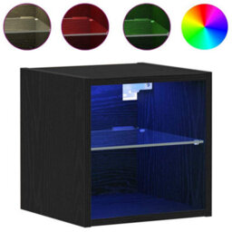 Berkfield Led Tv Cabinet Black Oak 30X28,5X30 Cm Engineered Wood - thumbnail 4