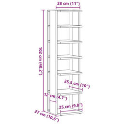 Vidaxl Shoe Cabinet Artisan Oak 28X27X102 Cm Engineered Wood - thumbnail 9