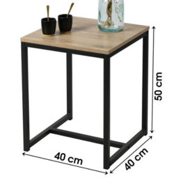 Urbn-Living Urbnliving 50Cm Height Oak Wooden Square Modern Sofa Side Lounge Coffee Table Nightstand Metal Legs - thumbnail 4