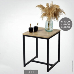 Urbn-Living Urbnliving 50Cm Height Oak Wooden Square Modern Sofa Side Lounge Coffee Table Nightstand Metal Legs - thumbnail 3