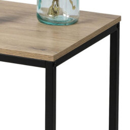 Urbn-Living Urbnliving 50Cm Height Oak Wooden Square Modern Sofa Side Lounge Coffee Table Nightstand Metal Legs - thumbnail 2