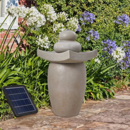 Solar Powered Water Feature Outdoor Fountain With Pump And Led Lights - thumbnail 6
