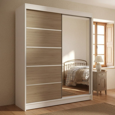 Sliding Door Wardrobe Camino 3 With Mirror White Sonoma - image 1