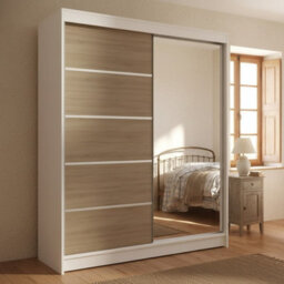 Sliding Door Wardrobe Camino 3 With Mirror White Sonoma - thumbnail 1