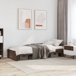 Berkfield Bed Frame Without Mattress Brown Oak 75X190 Cm Small Single Engineered Wood - thumbnail 1