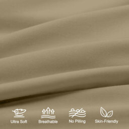 Aspire Homeware Plain Duvet Cover Set Soft Microfibre, Beige, Single (L)200Cm X (W)135Cm - thumbnail 3