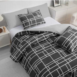 Pamposh 4 Pcs Super King Size Duvet Cover Sets With Matching Black Superking Size Fitted Sheets Premium Microfibre Reversible - thumbnail 4
