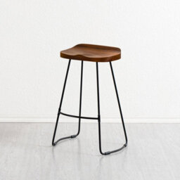 MH London Rombass Saddle Seat Counter Bar Stools Solid Wood Walnut  Kitchen Breakfast Counter Height Stool Black Metal Leg Stool - thumbnail 3