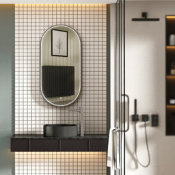 Royal Bathrooms Luxor 450 X 900mm Gun Metal Grey Framed Capsule Mirror Within Frame Led, Touch Sensor & Demister Pad - thumbnail 3