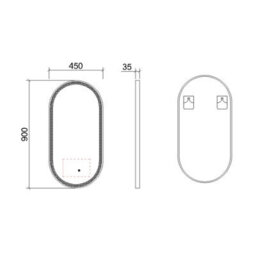 Royal Bathrooms Luxor 450 X 900mm Gun Metal Grey Framed Capsule Mirror Within Frame Led, Touch Sensor & Demister Pad - thumbnail 7