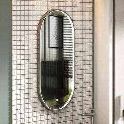 Royal Bathrooms Luxor 450 X 900mm Gun Metal Grey Framed Capsule Mirror Within Frame Led, Touch Sensor & Demister Pad - thumbnail 4