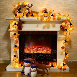 Amorly 2Pack Halloween Pumpkin & Maple Leaf Light Garland, 3M 20 Led Battery Operated Autumn Fairy Lights, Indoor Outdoor Home Decor - thumbnail 8