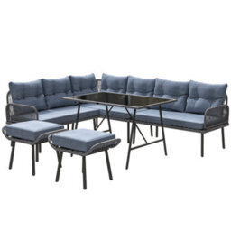 Outsunny Sectional Outdoor Furniture With Glass Top Table, Charcoal Grey - thumbnail 2
