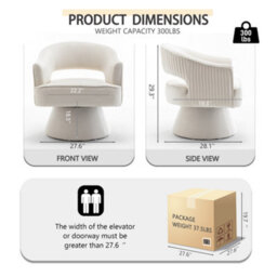 Seynar Beige Stylish Swivel Barrel Accent Chair 360 Degree Velvet Upholstered Striped - thumbnail 2