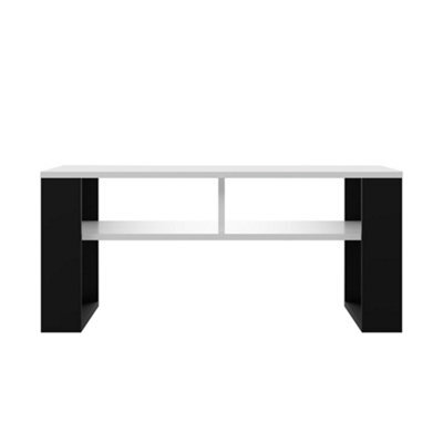 Modern 2P Topeshop White And Black Coffee Table With Shelves 90 X 58 X 50 Cm - image 1