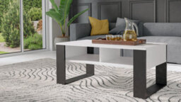 Modern 2P Topeshop White And Black Coffee Table With Shelves 90 X 58 X 50 Cm - thumbnail 2