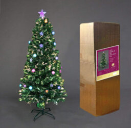 Shatchi 5Ft/150Cm Baubles And Stars Fibre Optic Christmas Tree Led Pre-Lit - thumbnail 3