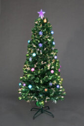 Shatchi 5Ft/150Cm Baubles And Stars Fibre Optic Christmas Tree Led Pre-Lit - thumbnail 2