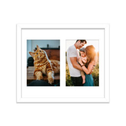 12X10 Inch 2 Opening Photo Collage Frame, Display Two 7X5 Inch Photos, Multi Aperture Family Picture Frame, White - thumbnail 1