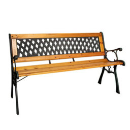 Samuel Alexander 2 Seater Outdoor Wooden Cast Iron With Lattice Design Garden Patio Bench - thumbnail 7