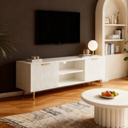Tv Unit Media Cabinet Stand 2 Door Open - thumbnail 4