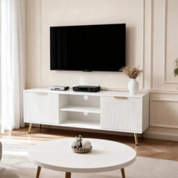 Tv Unit Media Cabinet Stand 2 Door Open - thumbnail 6