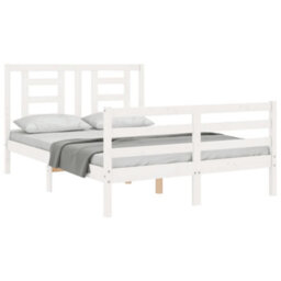 Berkfield Bed Frame With Headboard White Small Double Solid Wood - thumbnail 4