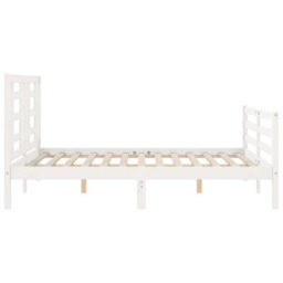 Berkfield Bed Frame With Headboard White Small Double Solid Wood - thumbnail 7