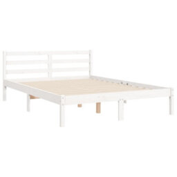 Berkfield Bed Frame With Headboard White Small Double Solid Wood - thumbnail 8
