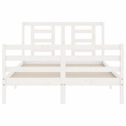 Berkfield Bed Frame With Headboard White Small Double Solid Wood - thumbnail 6