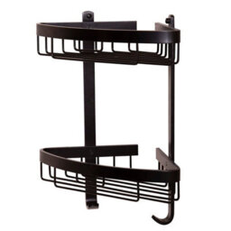 Croydex Bathroom Aluminium Matt Black Corner 2 Tier Shower Caddy Easy Clean Wire - thumbnail 3