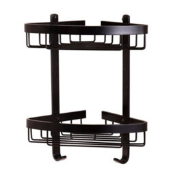 Croydex Bathroom Aluminium Matt Black Corner 2 Tier Shower Caddy Easy Clean Wire - thumbnail 2