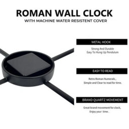 60Cm Large Skeleton Metal Roman Wall Clock With Big Numerals Open Round Face - thumbnail 3