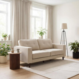 Furniturebox Uk Jasper Cream Linen-Look Fabric 3 Seater Sofa - thumbnail 7