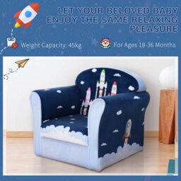 PawHut Homcom Kids Armchair Toddler Sofa Foam Filled Upholstered Couch Rocket - thumbnail 7