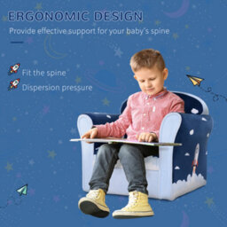 PawHut Homcom Kids Armchair Toddler Sofa Foam Filled Upholstered Couch Rocket - thumbnail 5