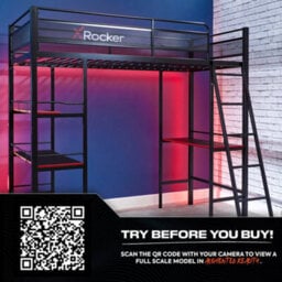 X Rocker Fortress High Sleeper Gaming Bunk Bed With Shelves - Black - thumbnail 5