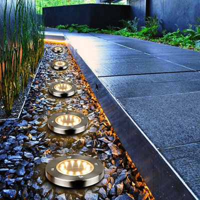 Gavea Stainless Steel Effect Solar-Powered Integrated Led Outdoor Ground Light, Pack Of 6 - image 1