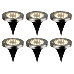 Gavea Stainless Steel Effect Solar-Powered Integrated Led Outdoor Ground Light, Pack Of 6 - thumbnail 2